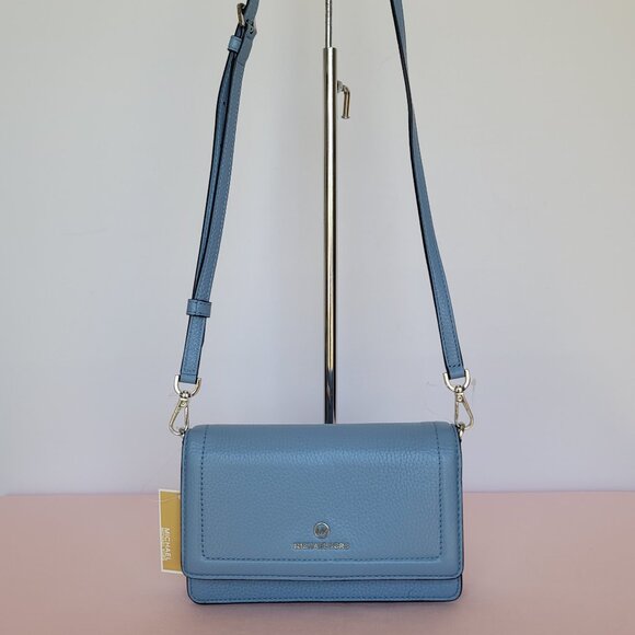 MICHAEL KORS Jet Set Charm Small Phone Pebbled Leather Crossbody- Chambray⭐ - Picture 5 of 16